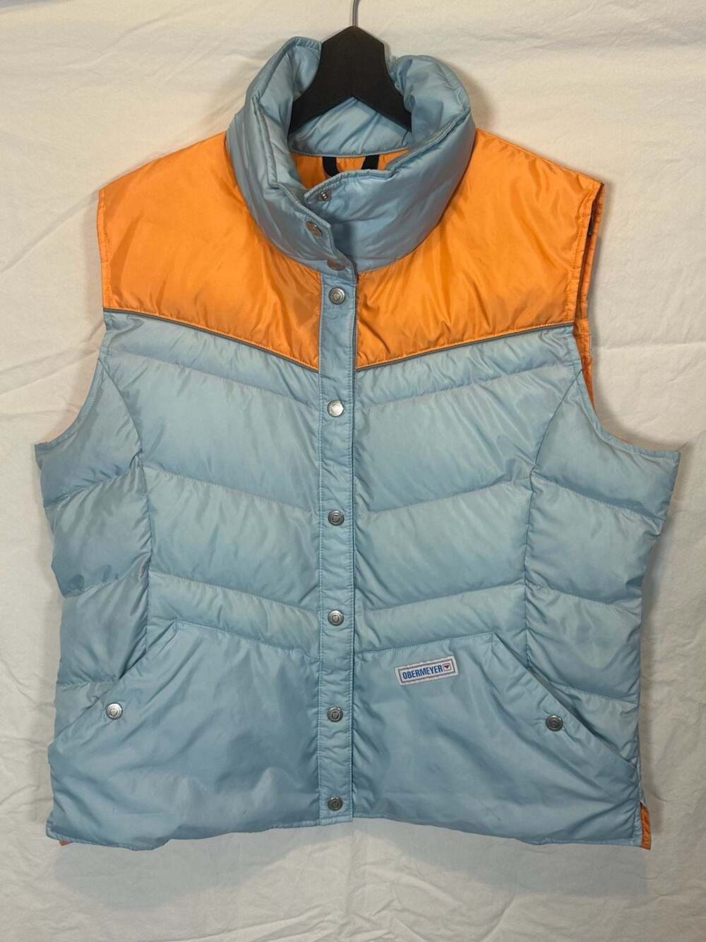 Obermeyer Puffer Vest Size L Blue Orange Heritage Collection
